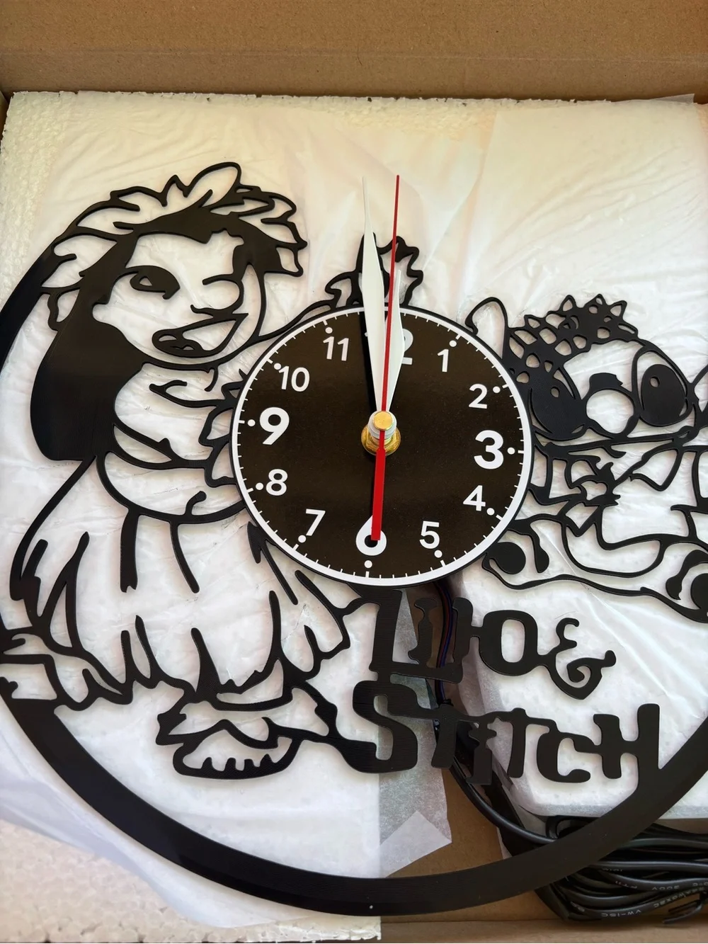 Black Lilo & Stitch Themed Wall Clock